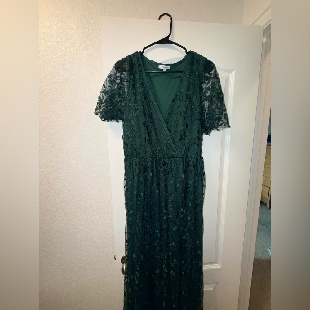 Baltic Born Dark Green Embroidered Maxi Dress